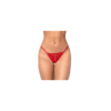 String ouvert rouge en dentelle avec perle suspendue